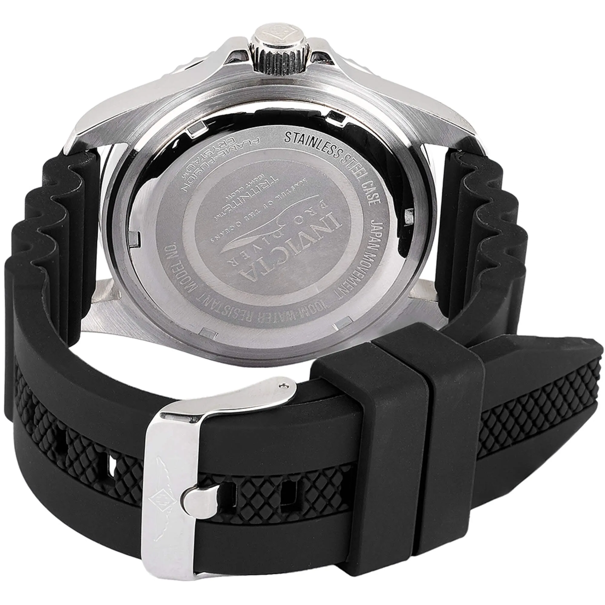 Invicta Men's Watch - Pro Diver Quartz Silver Tone Case Black Silicone Strap | 47166 Invicta Men's Watches