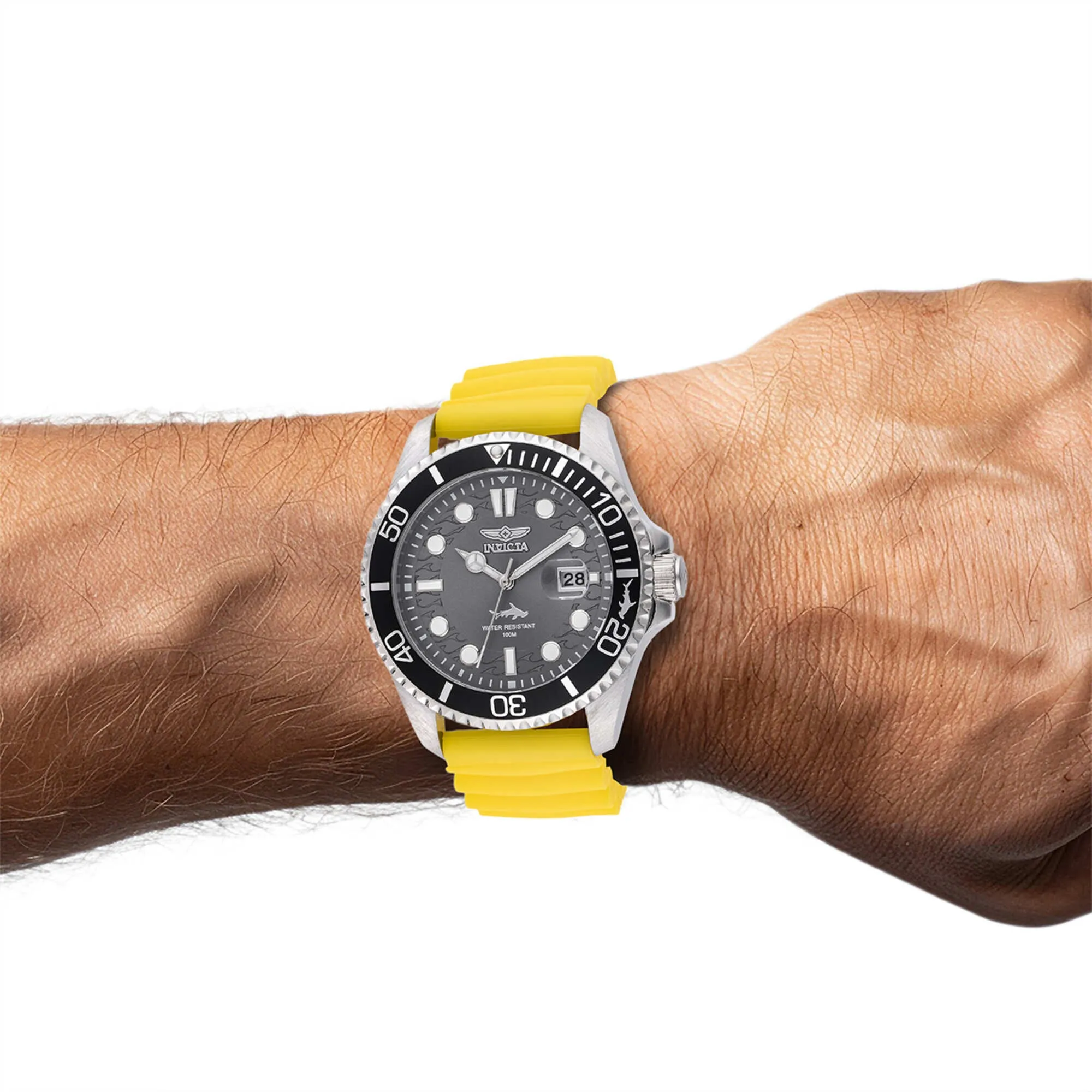 Invicta Men's Watch - Pro Diver Rotating Bezel Charcoal Dial Yellow Strap | 47163 Invicta Men's Watches