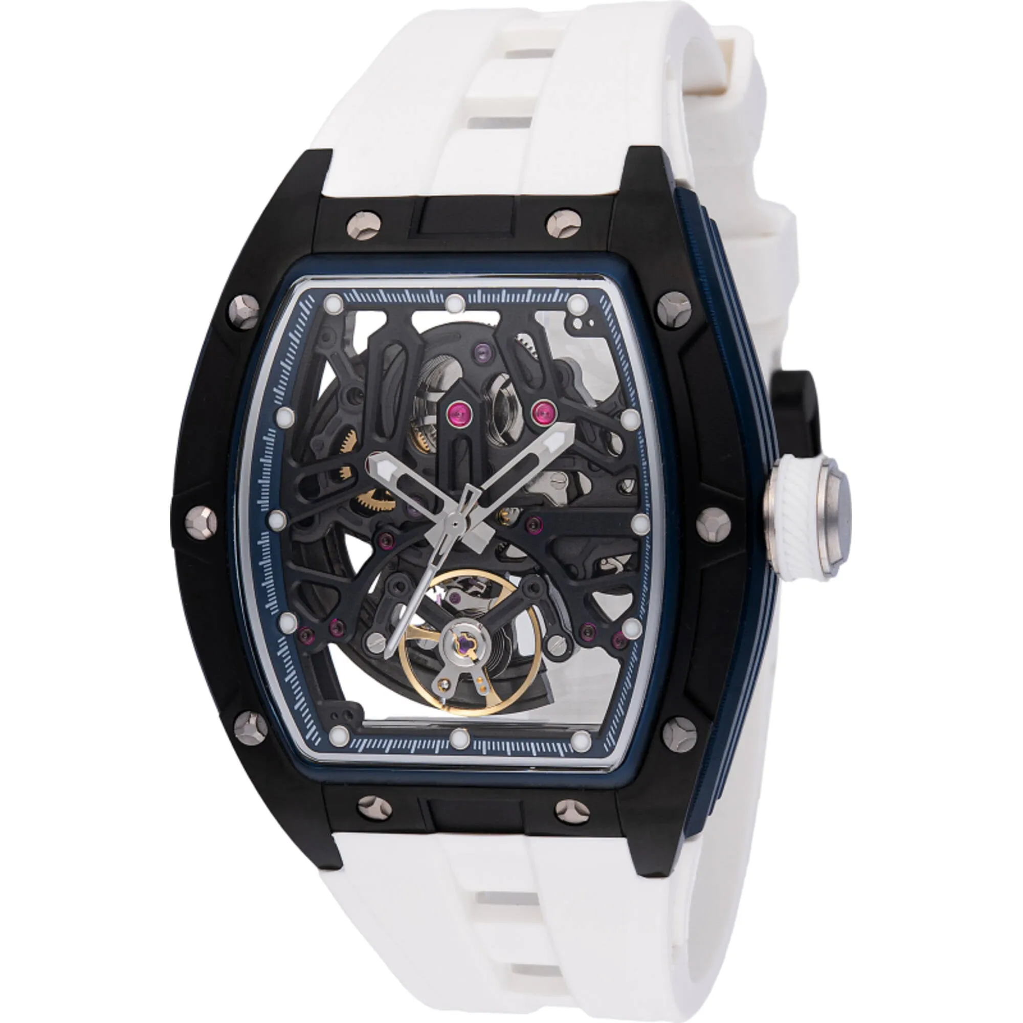 Invicta Men's Watch S1 Rally Black and Silver Skeleton Dial Silicone Strap 49030 Invicta Men's Watches