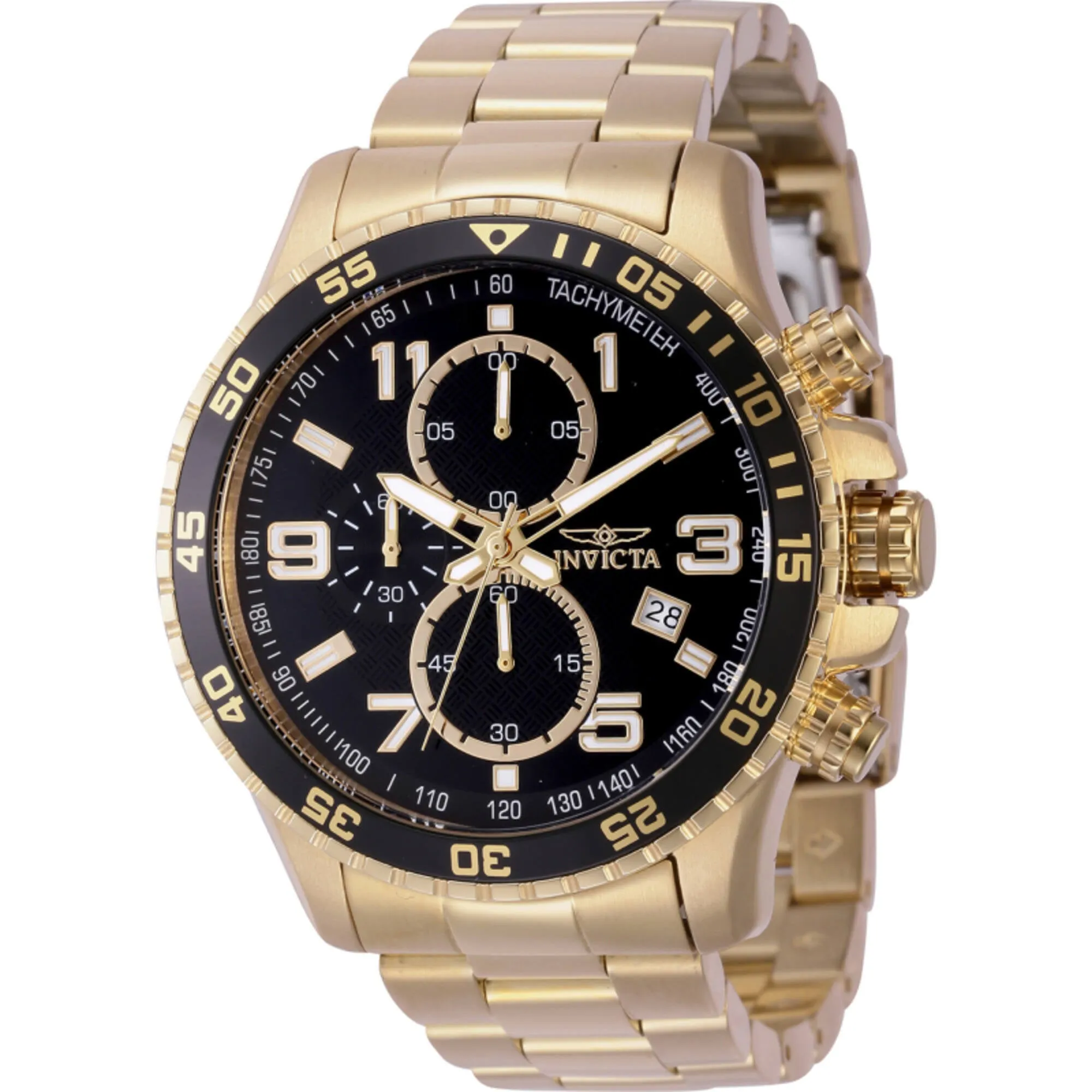 Invicta Men's Watch - Specialty Chronograph Black Dial Yellow Gold Bracelet | 44525 Invicta Men's Watches