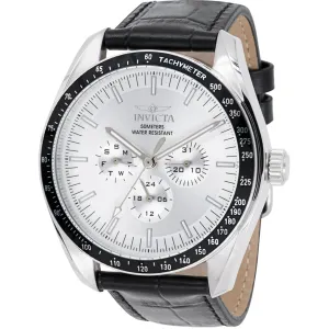 Invicta Men's Watch - Specialty Quartz Silver Tone Dial Black Leather Strap | 45968 Invicta Men's Watches
