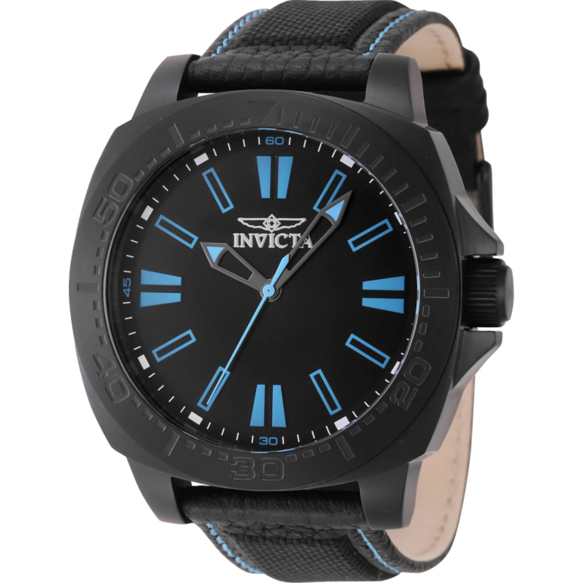 Invicta Men's Watch - Speedway Quartz Black Dial Nylon and Leather Strap | 46307 Invicta Men's Watches