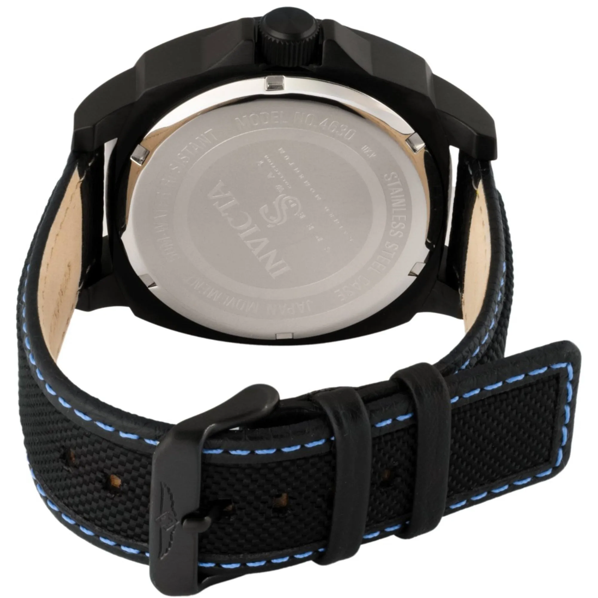 Invicta Men's Watch - Speedway Quartz Black Dial Nylon and Leather Strap | 46307 Invicta Men's Watches