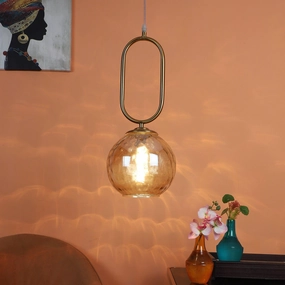 Iron Glass Hanging Lights Gold Finish decorative ceiling fixture