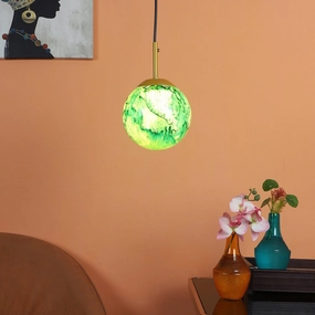Iron Hanging Lights  Green and Gold Finish decorative ceiling fixture