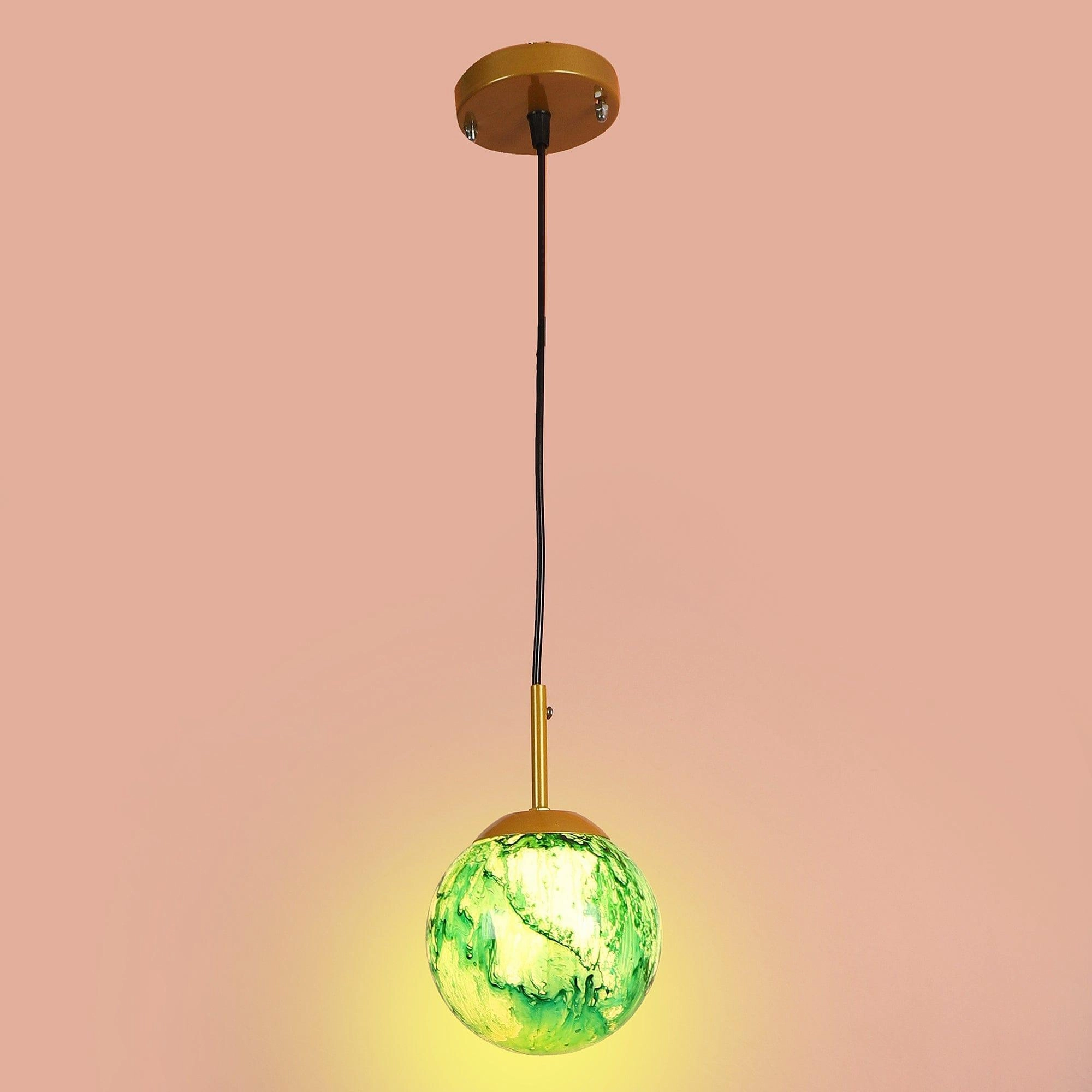 Iron Hanging Lights  Green and Gold Finish
