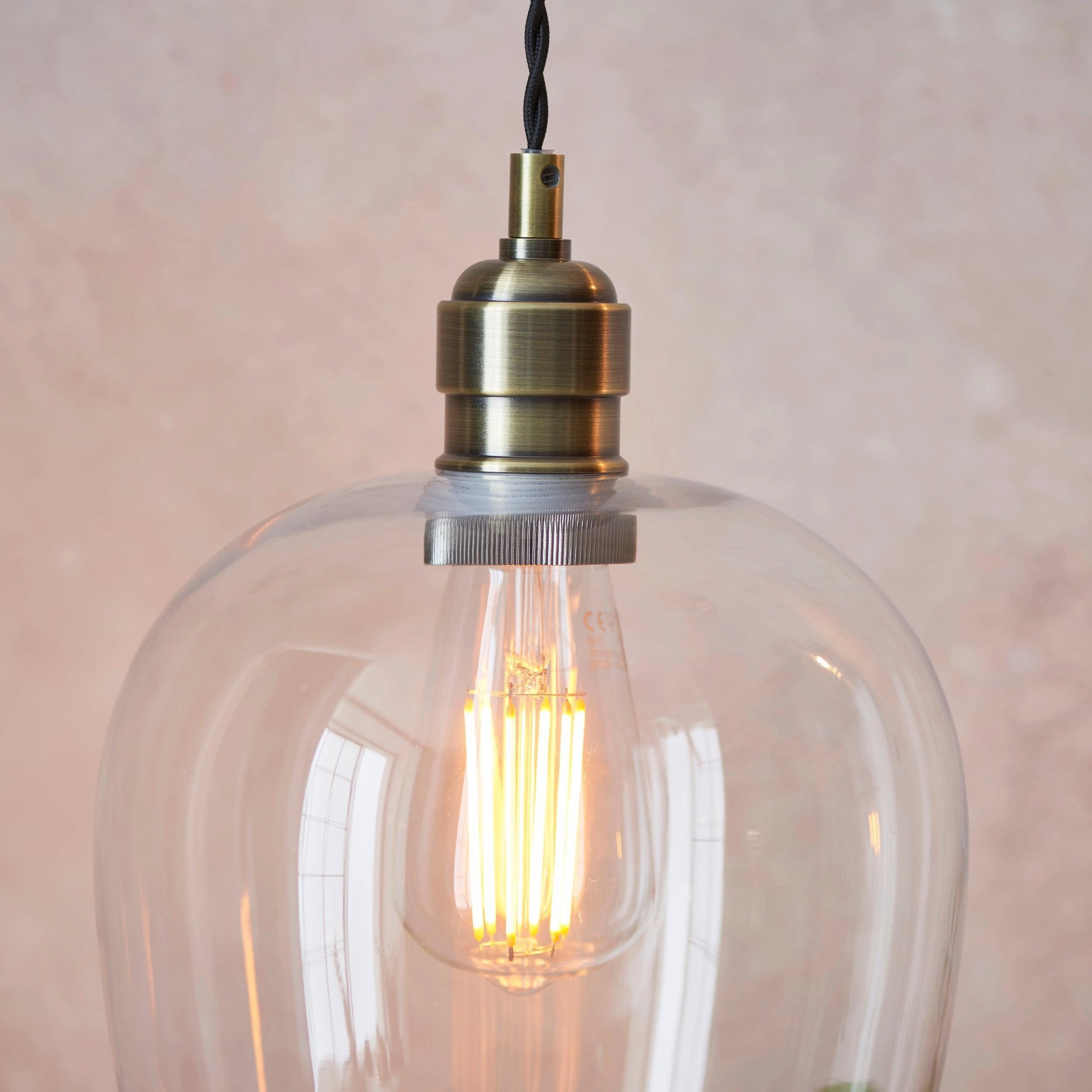 Island Brass & Glass Shade Art Deco Pendant Light