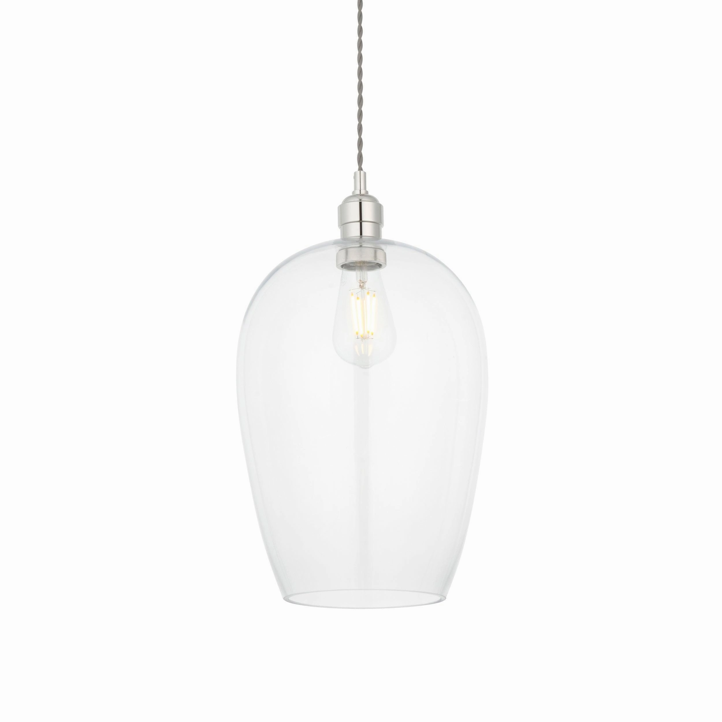 Island Large Chrome & Glass Shade Art Deco Pendant Light - Open Box white ceiling lamp
