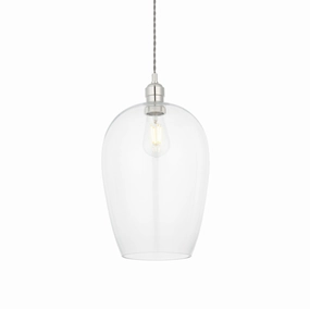 Island Large Chrome & Glass Shade Art Deco Pendant Light - Open Box flush mount ceiling fixture