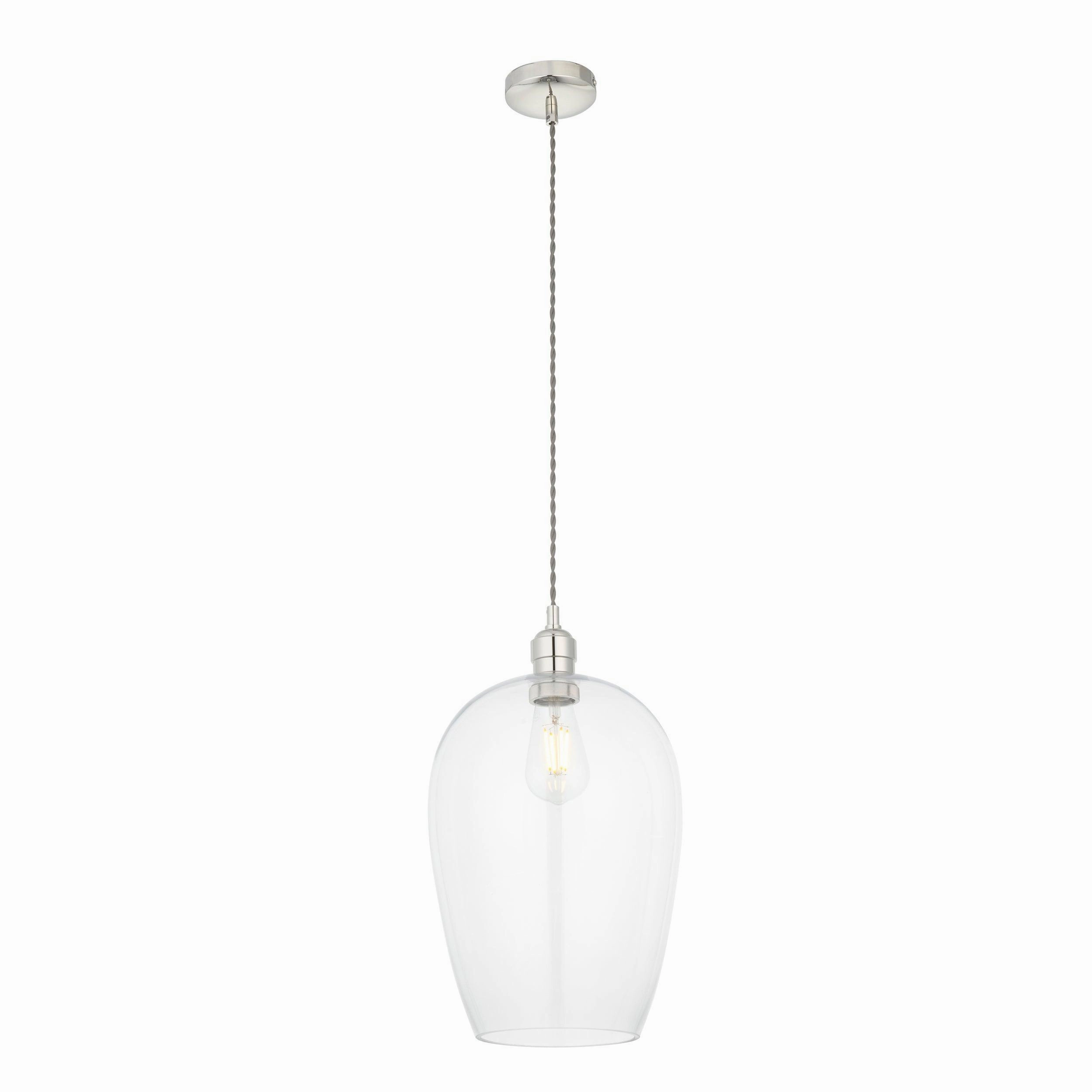 Island Large Chrome & Glass Shade Art Deco Pendant Light - Open Box