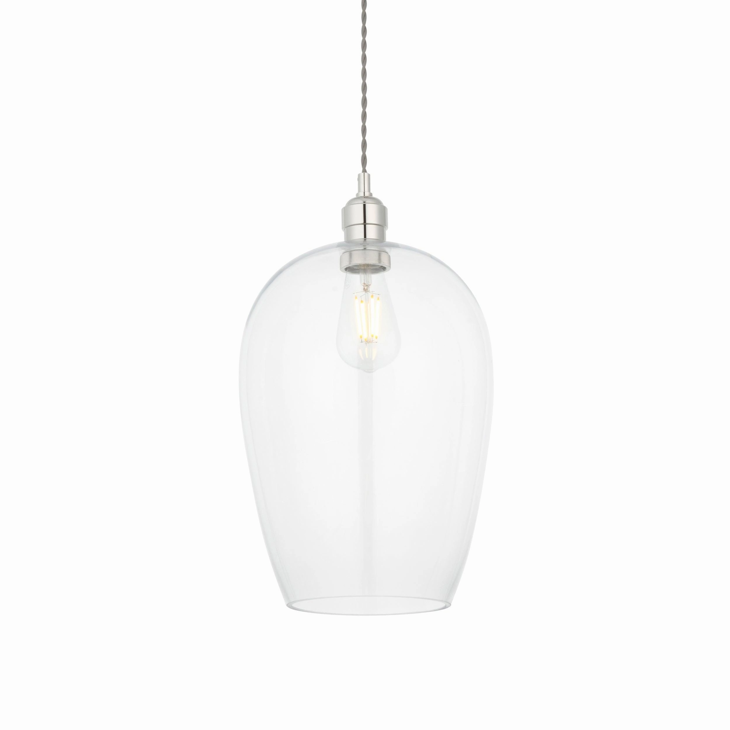 Island Large Chrome & Glass Shade Art Deco Pendant Light - Open Box flush mount ceiling fixture