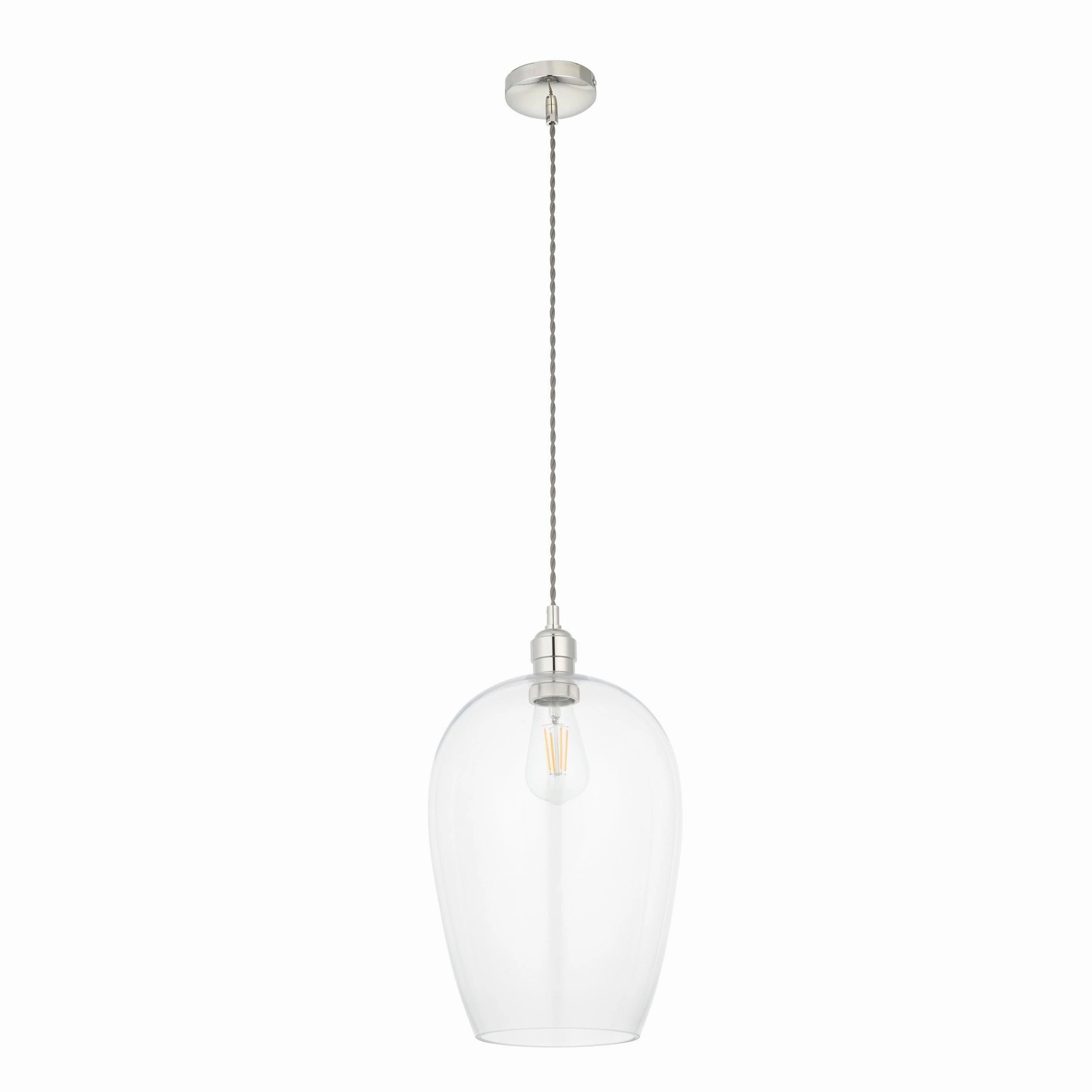 Island Large Chrome & Glass Shade Art Deco Pendant Light - Open Box