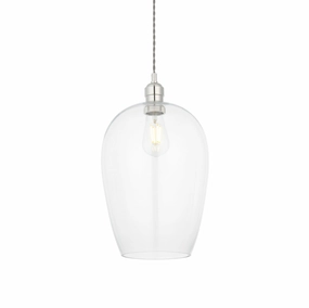 Island Large Chrome & Glass Shade Art Deco Pendant Light - Open Box white ceiling lamp