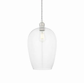 Island Large Chrome & Glass Shade Art Deco Pendant Light ambient ceiling fixture