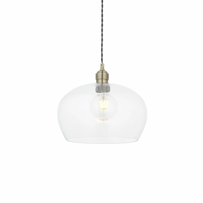 Island Medium Brass & Clear Glass Ceiling Pendant Light ambient ceiling fixture