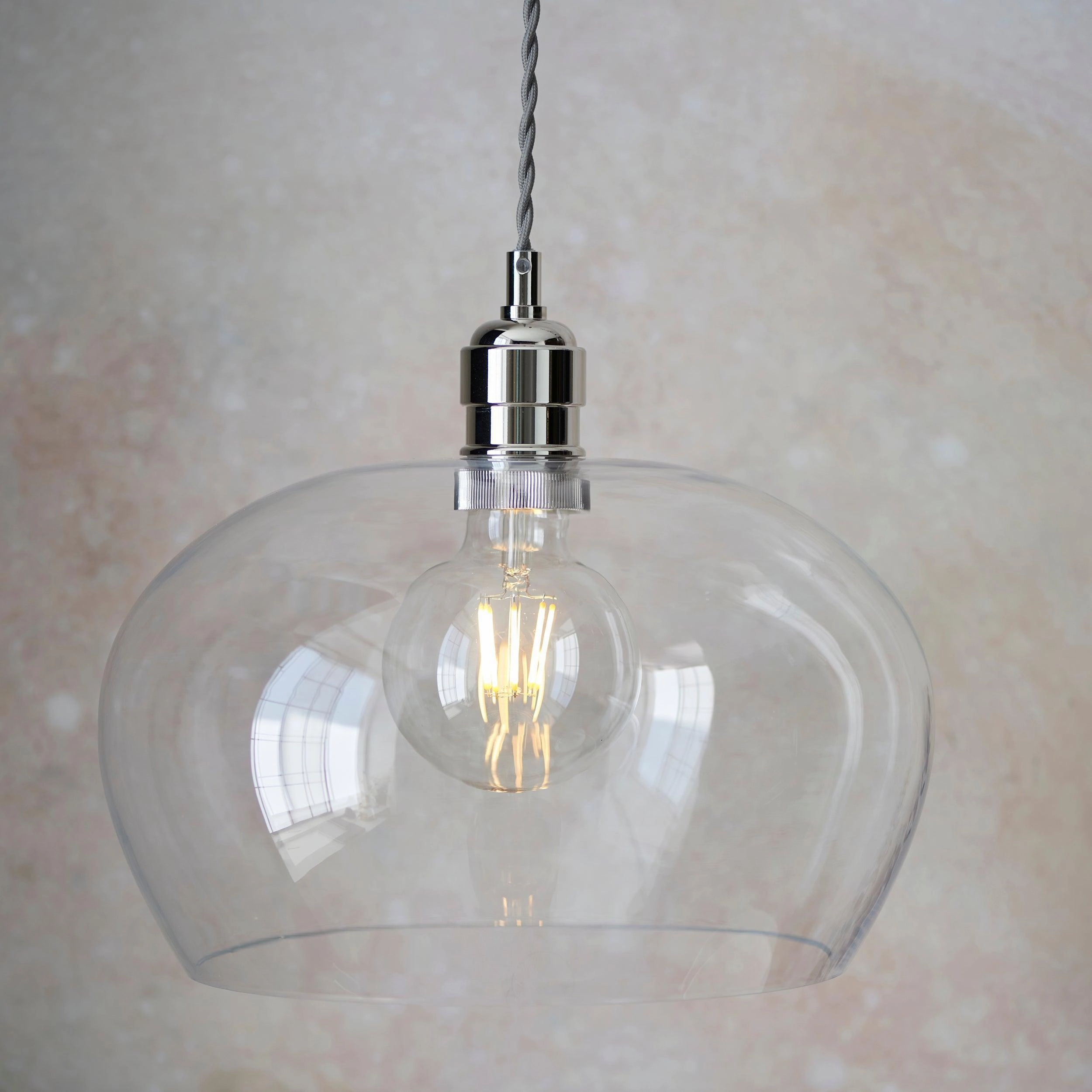 Island Medium Chrome & Clear Glass Art Deco Pendant Light