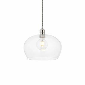 Island Medium Chrome & Clear Glass Art Deco Pendant Light ambient ceiling fixture