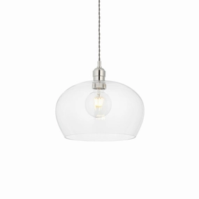 Island Medium Chrome & Clear Glass Art Deco Pendant Light white ceiling lamp