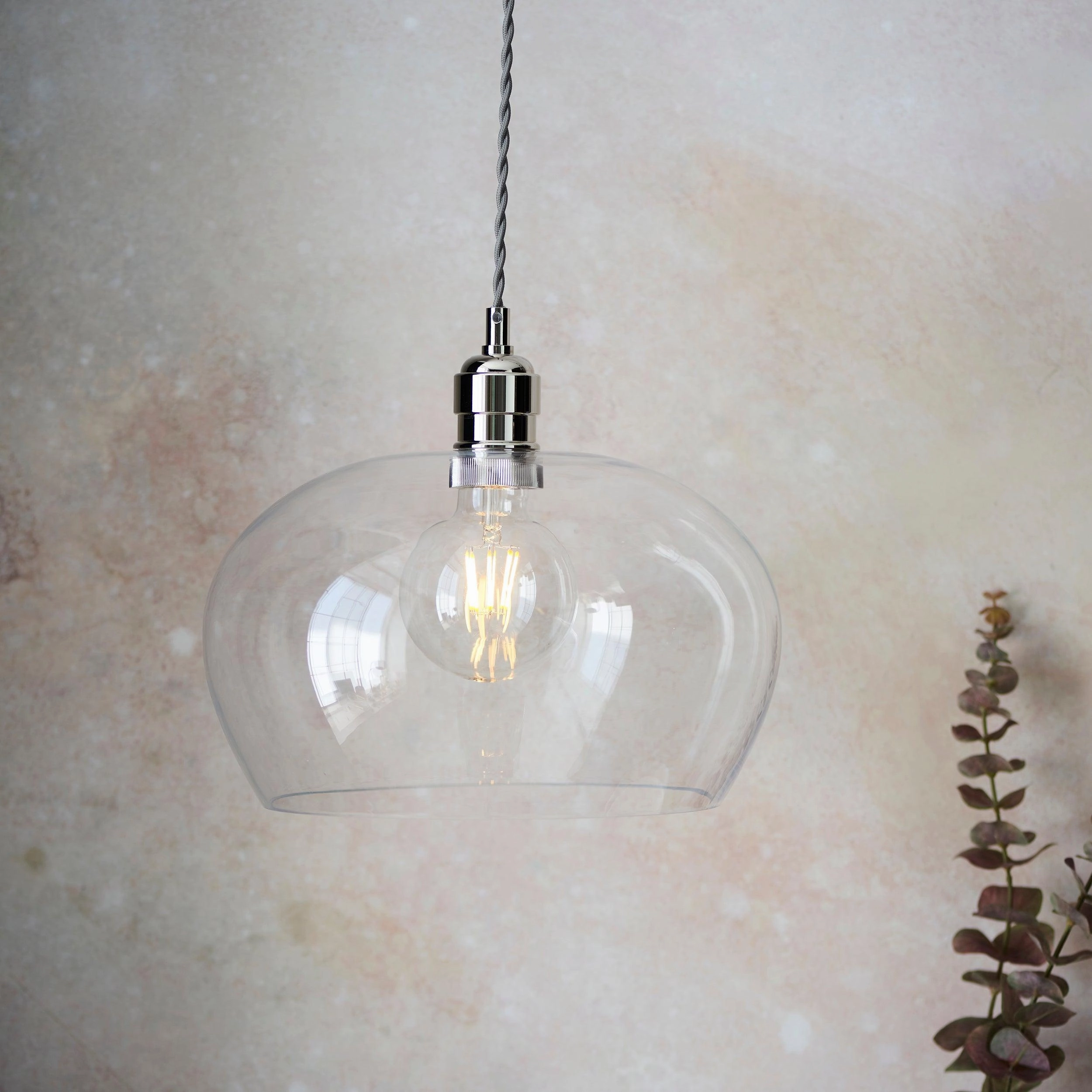 Island Medium Chrome & Clear Glass Art Deco Pendant Light