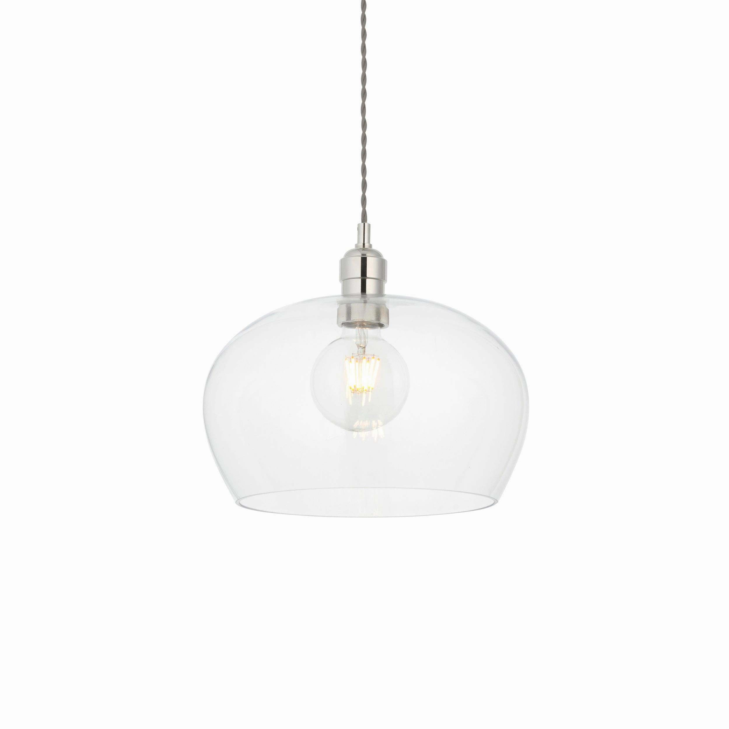 Island Medium Chrome & Clear Glass Art Deco Pendant Light ambient ceiling fixture