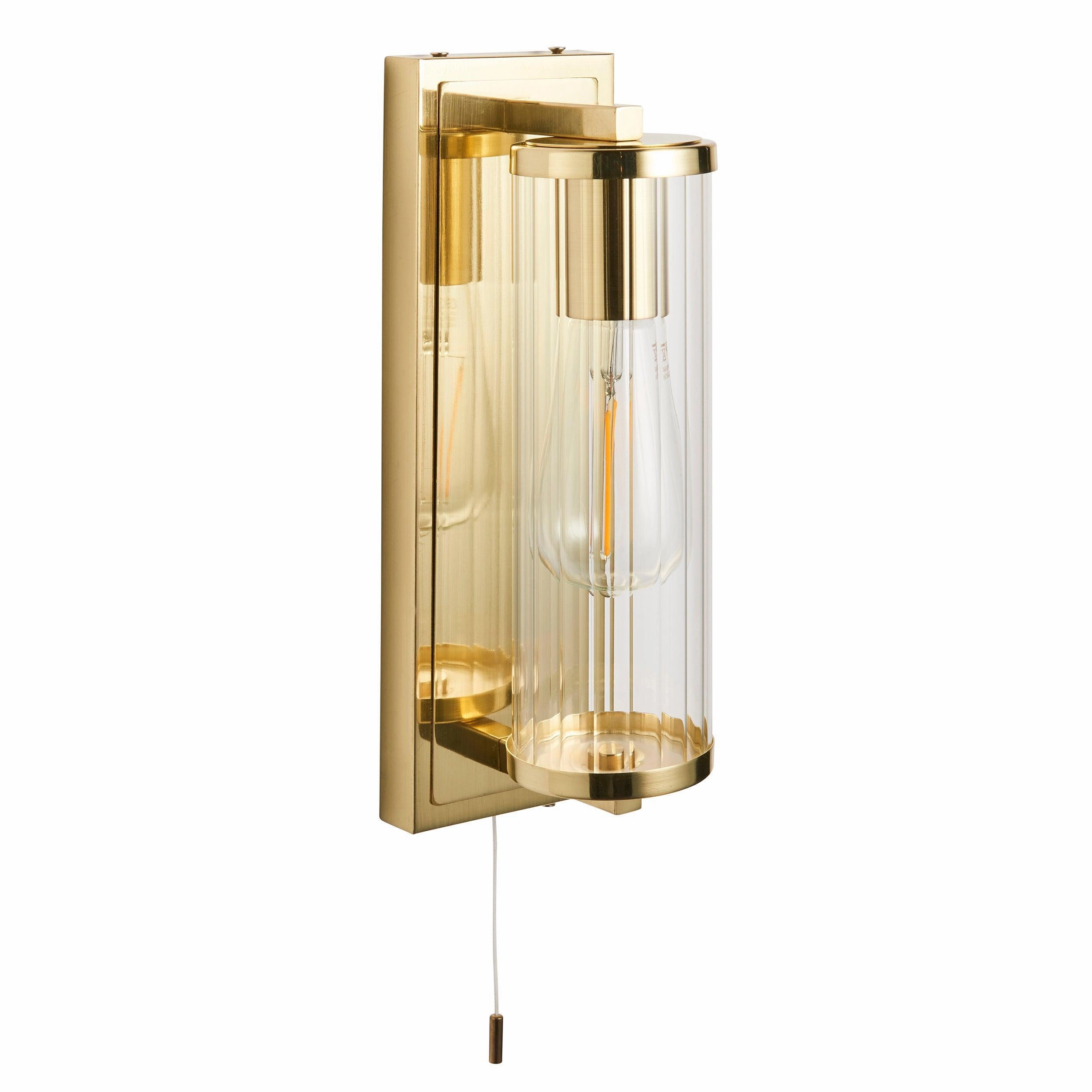Islington Brass Art Deco Bathroom Wall Light - Glass Shade