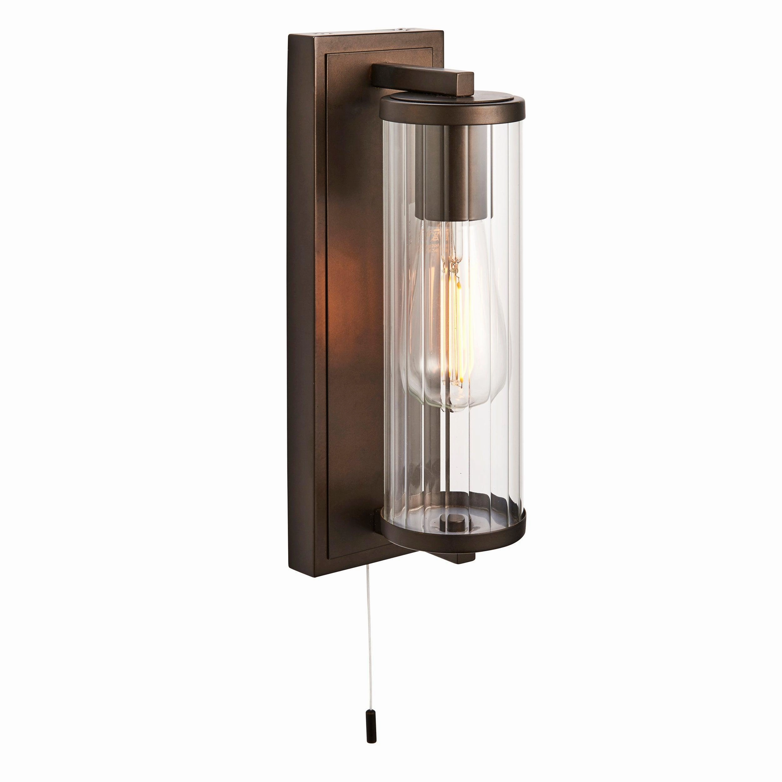 Islington Bronze Bathroom Wall Light - Ribbed Glass Shade vintage desk lamp