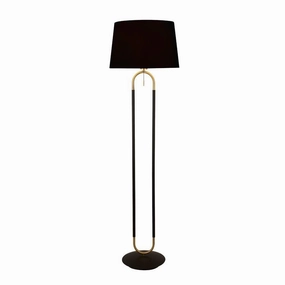 Jazz 1 Light Brass & Black Floor Lamp - Black Velvet Shade creative lampshade design