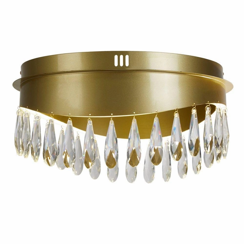 Jewel LED Gold Flush Ceiling Light With Crystals Searchlight soft glow ceiling light