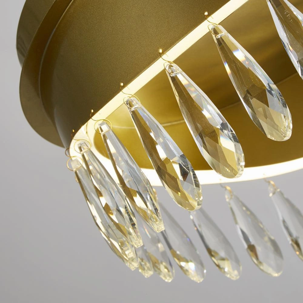 Jewel LED Gold Flush Ceiling Light With Crystals Searchlight