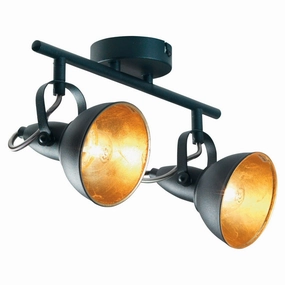 Jurva Urban Black With Gold Inner Double Bar Spot Light soft glow ceiling light