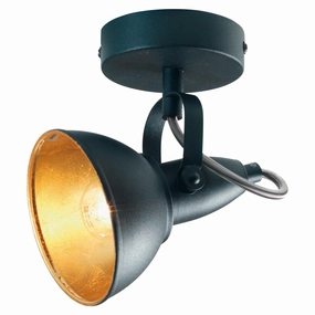Jurva Urban Black With Gold Inner Single Spot Light - Adjustable white ceiling lamp