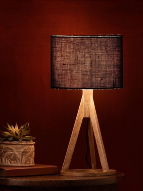 Jute Black Trio Wooden Lamp decorative ceiling fixture