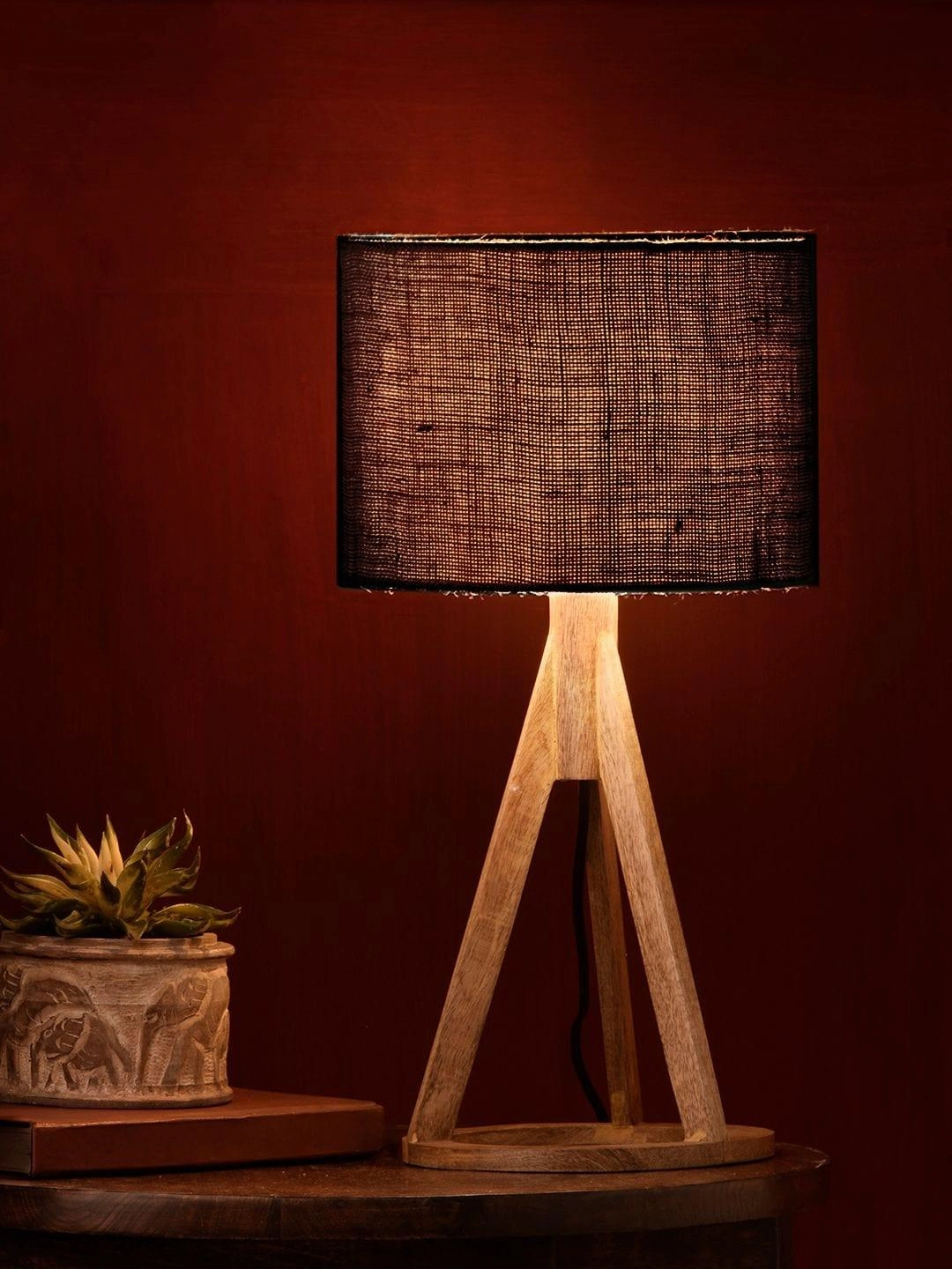 Jute Black Trio Wooden Lamp decorative ceiling fixture