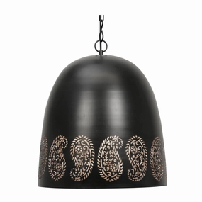 Kalpi 36cm Metal Black Powder Coated Pendant - Copper Inside white ceiling lamp
