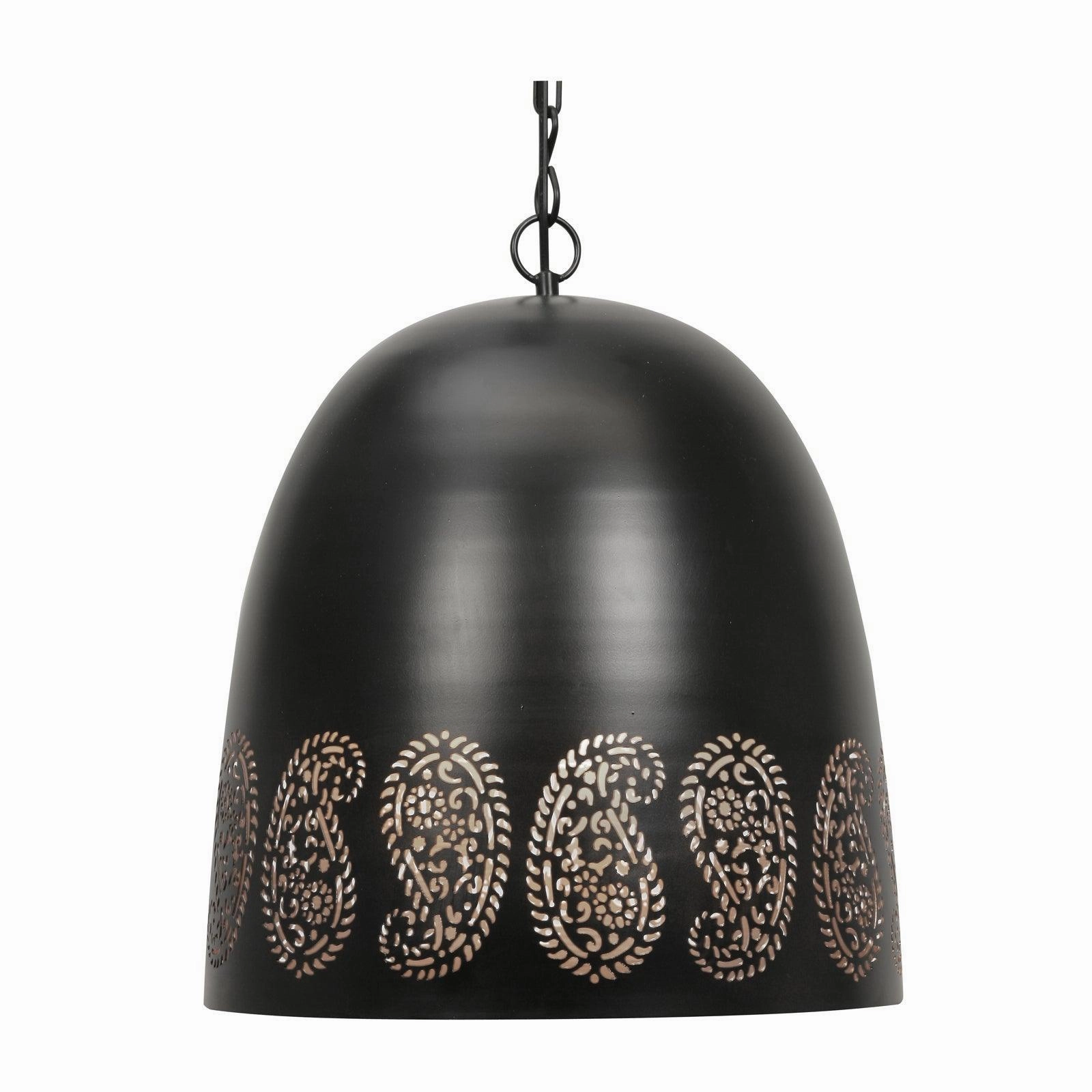 Kalpi 36cm Metal Black Powder Coated Pendant - Copper Inside white ceiling lamp
