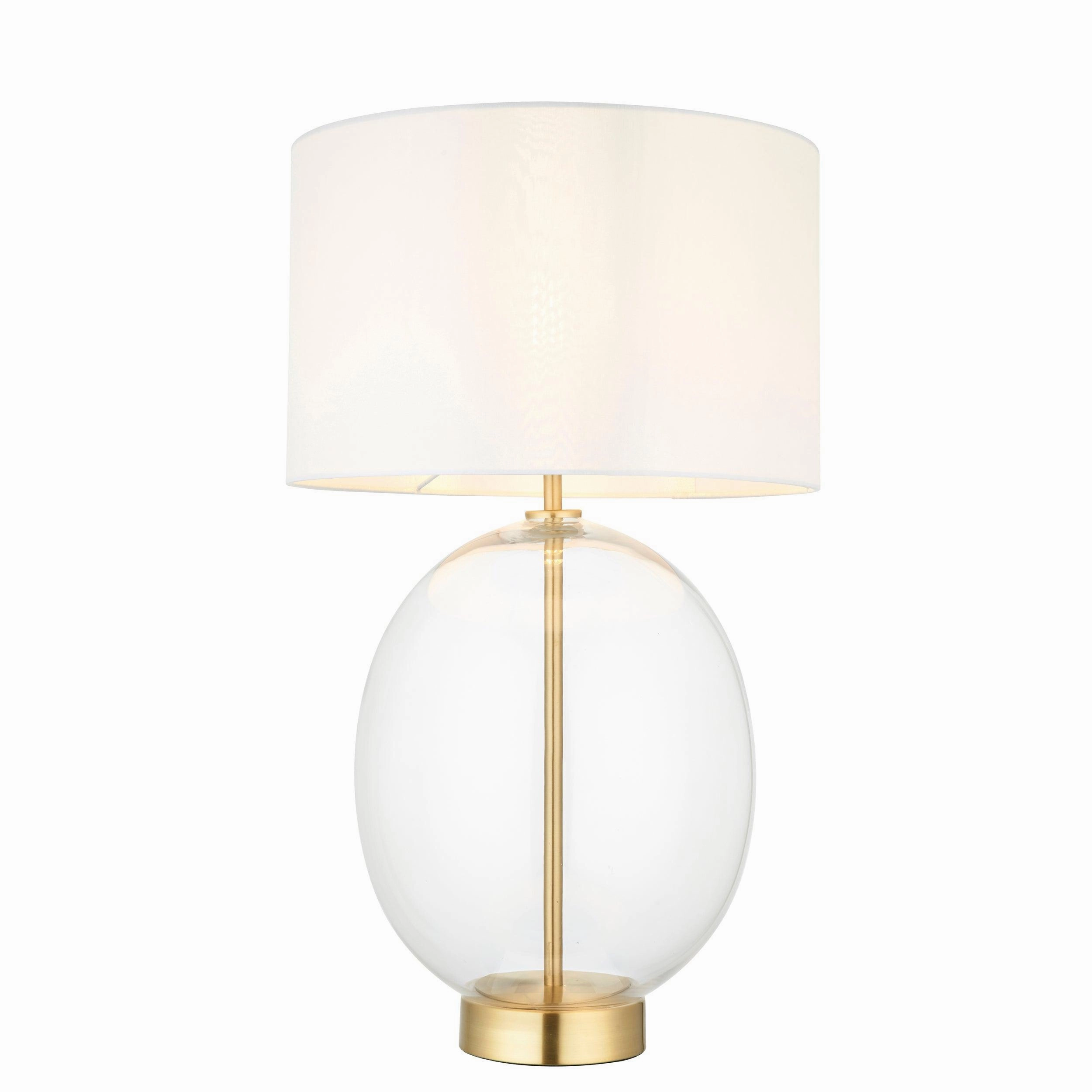 Kelda Brass & Oval Glass Touch Table Lamp - White Shade