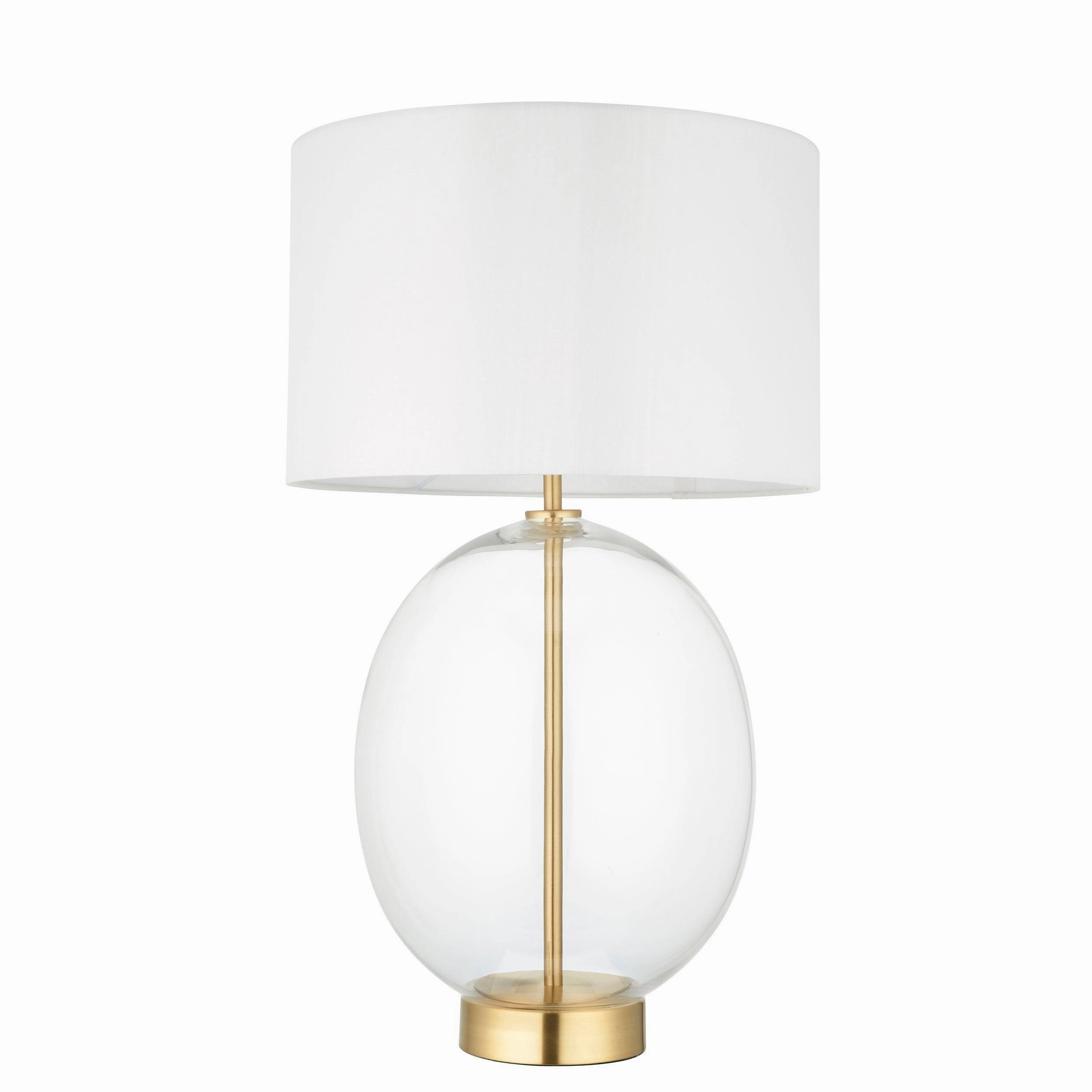 Kelda Brass & Oval Glass Touch Table Lamp - White Shade