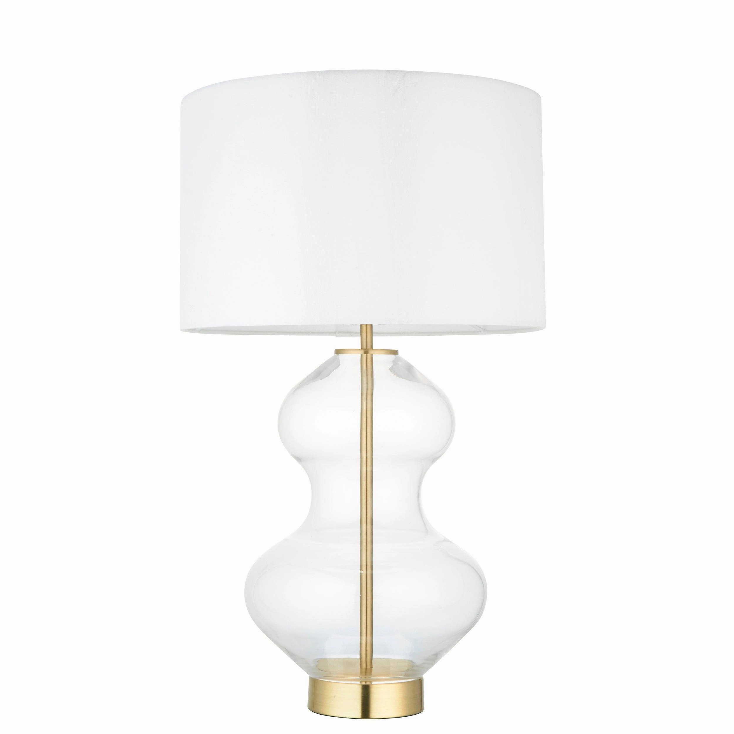Kelda Large Nickel & Clear Glass Touch Table Lamp - White Shade