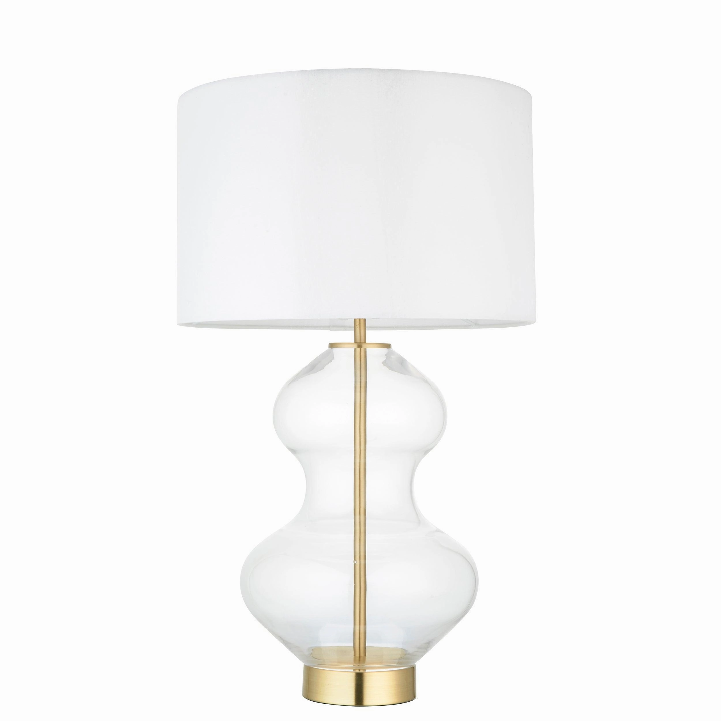 Kelda Large Nickel & Clear Glass Touch Table Lamp - White Shade - Open Box