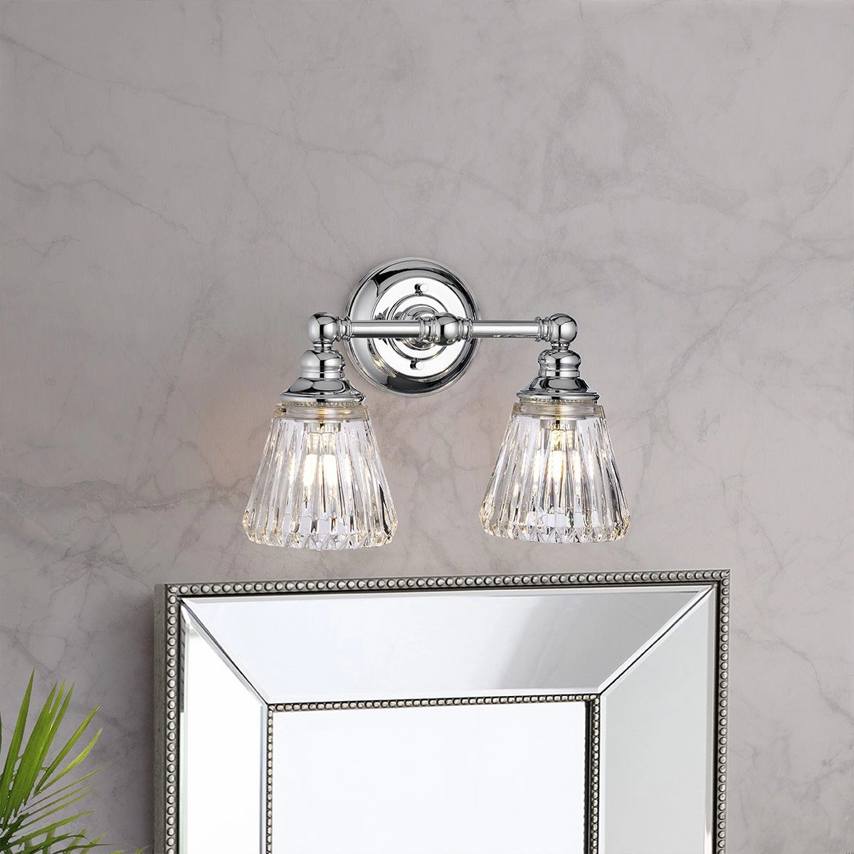 Keynes 2 Light Polished Chrome Bathroom Wall Light