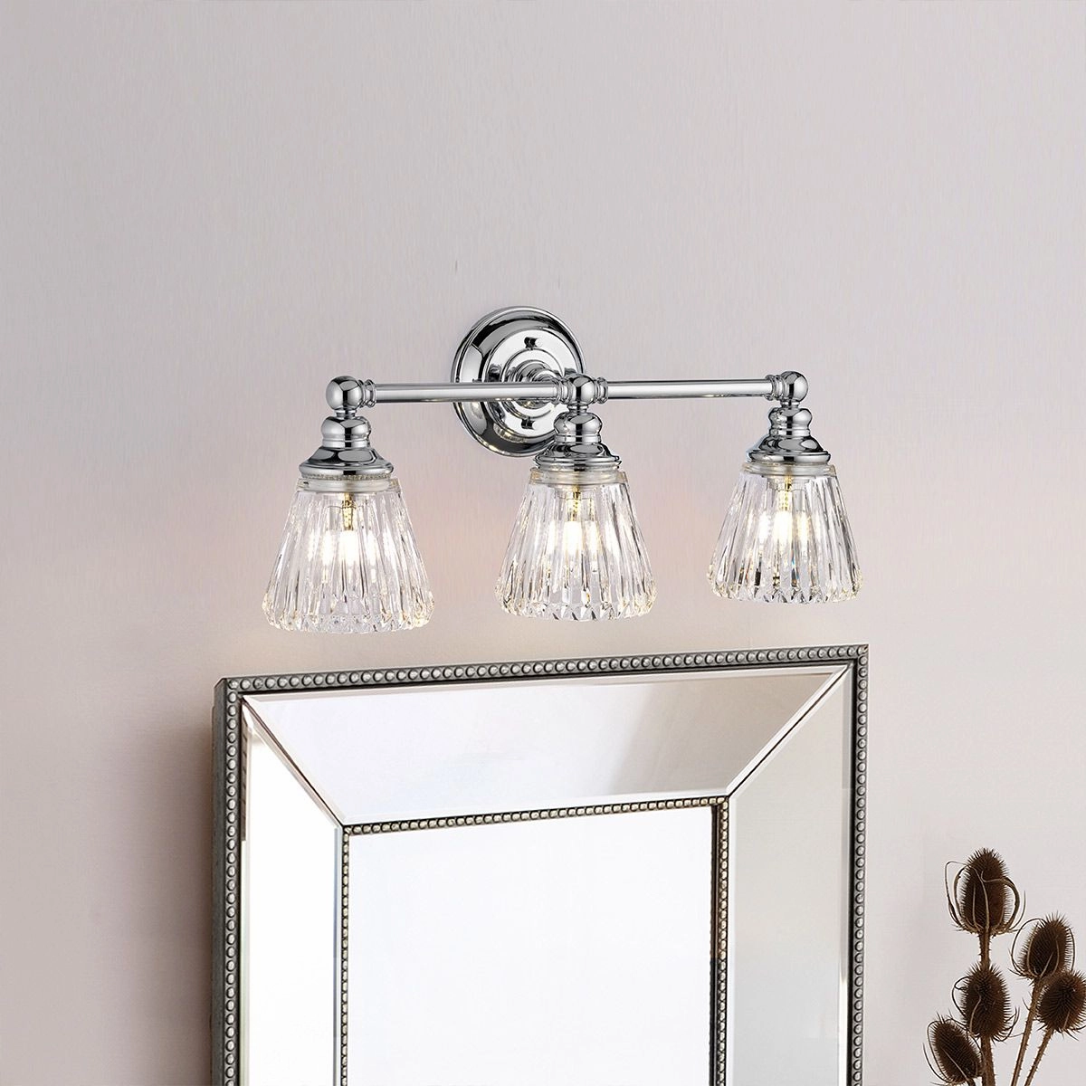 Keynes 3 Light Polished Chrome Bathroom Wall Light
