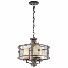 Kichler Ahrendale 3 Light Duo-Mount Anvil Iron Chandelier ambient ceiling fixture