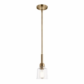 Kichler Avian 1 Light Brass Pendant - Clear Glass Shade soft glow ceiling light