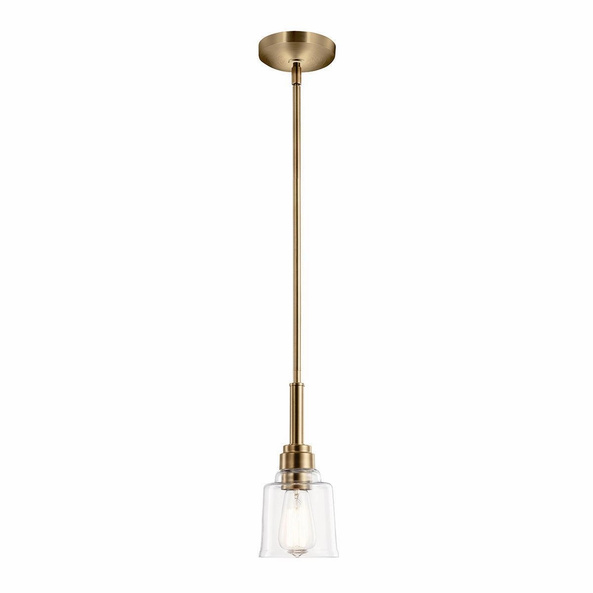 Kichler Avian 1 Light Brass Pendant - Clear Glass Shade ambient ceiling fixture