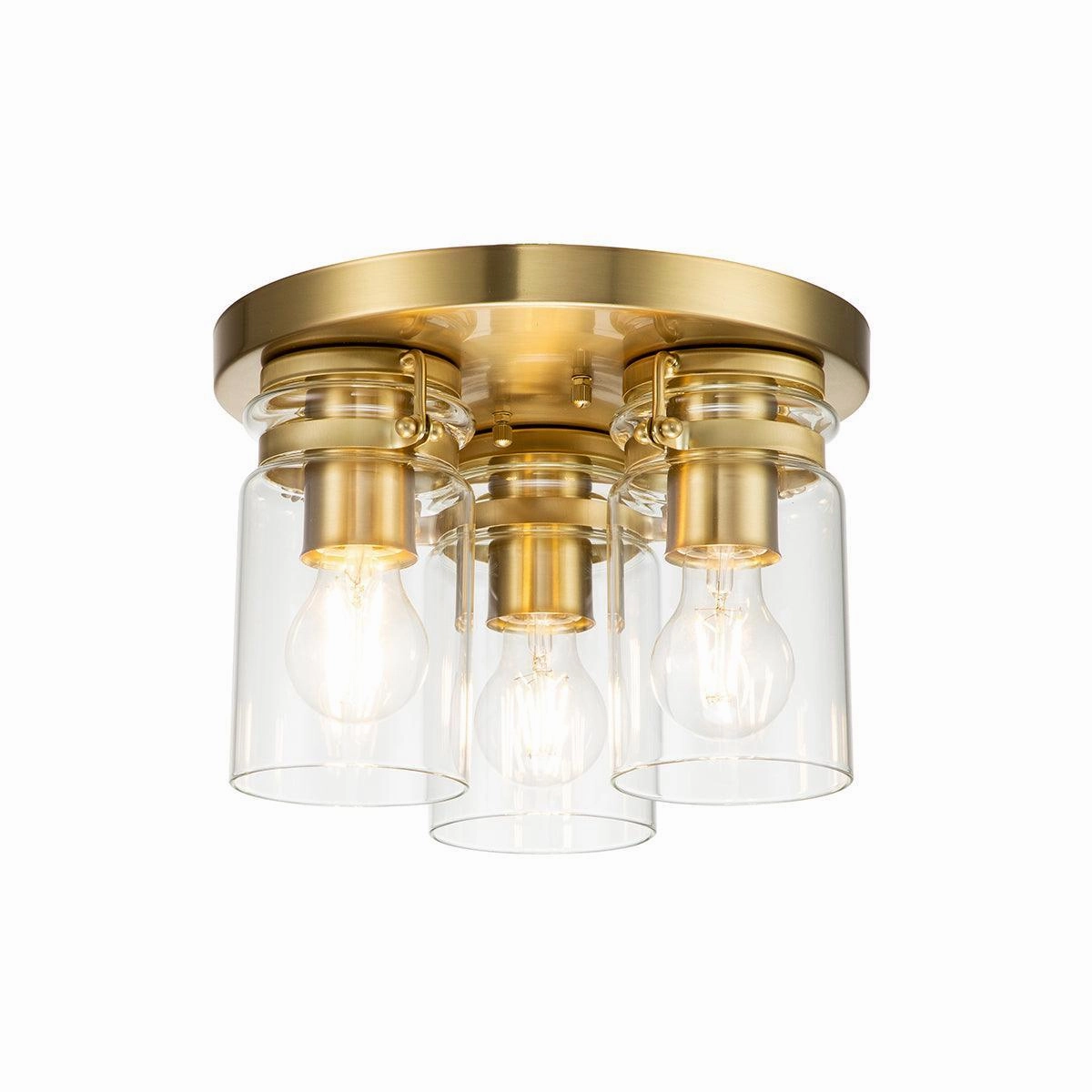Kichler Brindley 3 Light Brass Flush Mount soft glow ceiling light