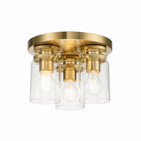 Kichler Brindley 3 Light Brass Flush Mount ambient ceiling fixture