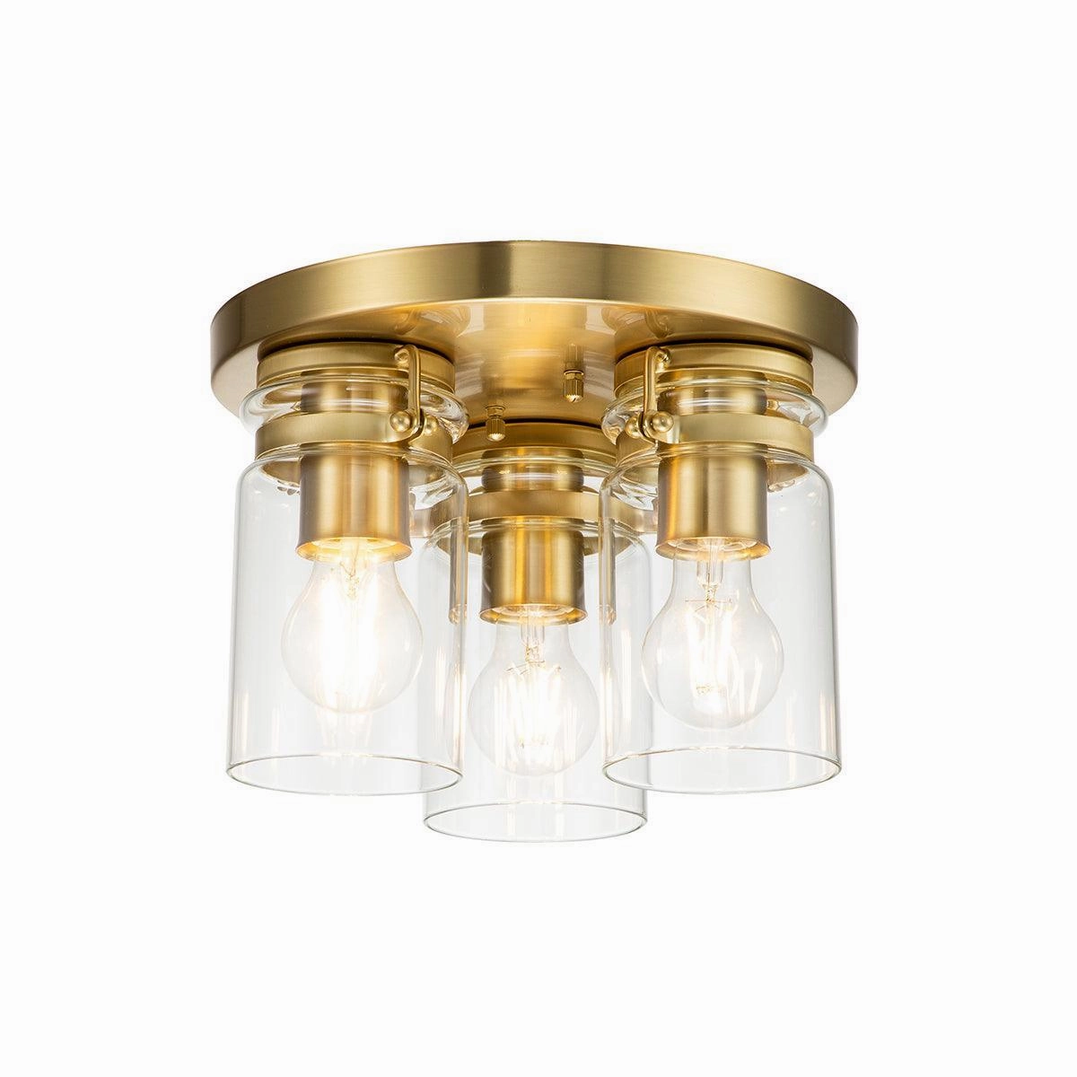 Kichler Brindley 3 Light Brass Flush Mount ambient ceiling fixture