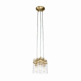 Kichler Brindley 3 Light Brass Pendant - Clear Glass Shades white ceiling lamp