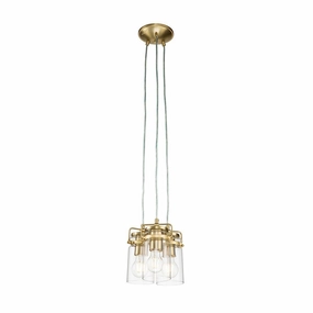 Kichler Brindley 3 Light Brass Pendant - Clear Glass Shades ambient ceiling fixture