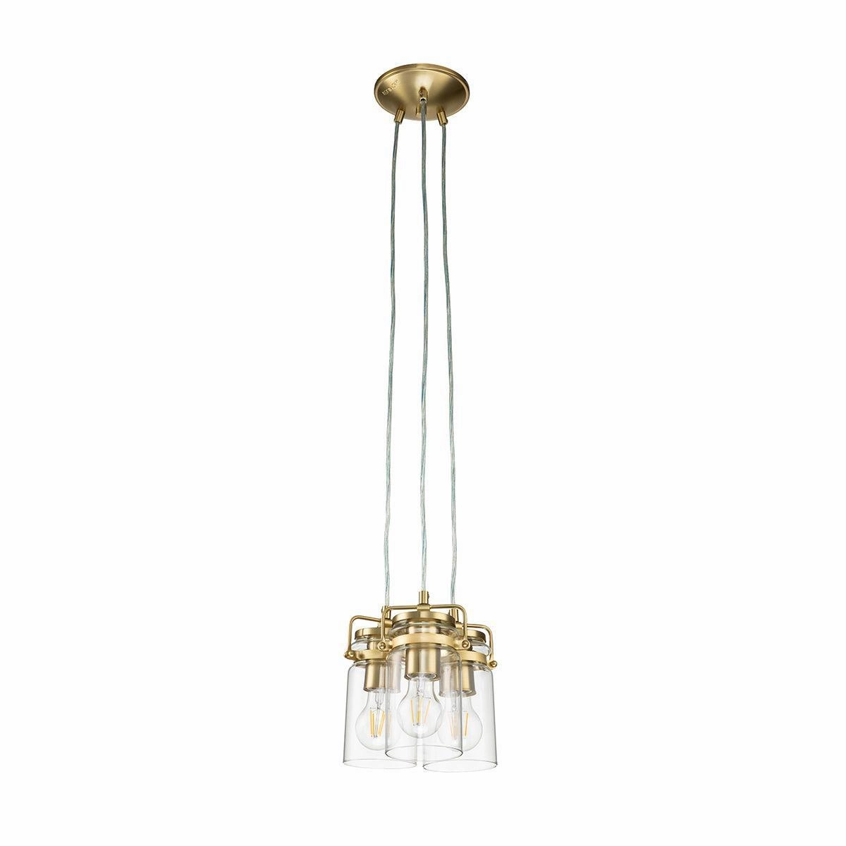 Kichler Brindley 3 Light Brass Pendant - Clear Glass Shades